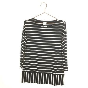 New Soma XS Shirt Black White Striped 3/4 Sleeves